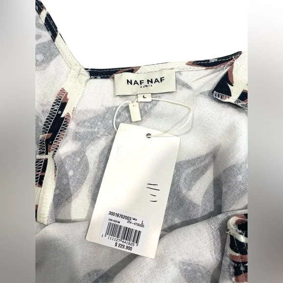 NWT NAF NAF Paris Tropical Hawaiian Floral Midi Dress LARGE MSRP$229 Vacation - Picture 8 of 12